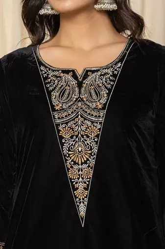  black velvet embroidered co-ord set