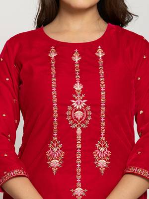  pink velvet embroidered co-ord set with cotton lining 4