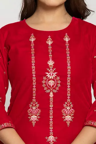  pink velvet embroidered co-ord set with cotton lining