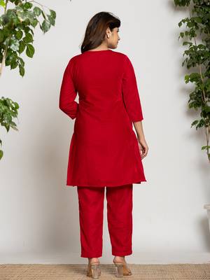  pink velvet embroidered tunic co-ord set with cotton lining 3