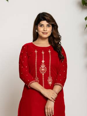  red velvet embroidered co-ord set with cotton lining 5