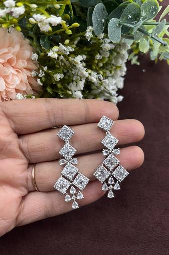 Cz crystal diamond earrings indian earrings indian jewelry american diamond earrings