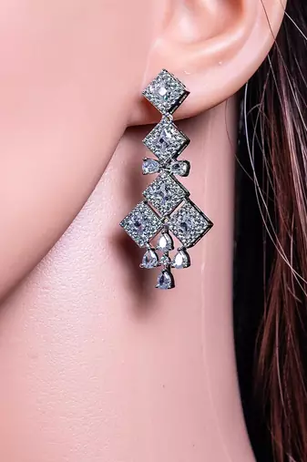 Cz crystal diamond earrings indian earrings indian jewelry american diamond earrings