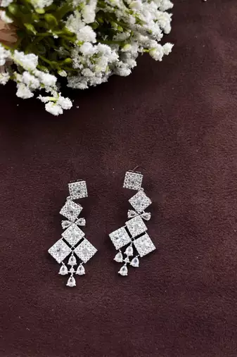 Cz crystal diamond earrings indian earrings indian jewelry american diamond earrings