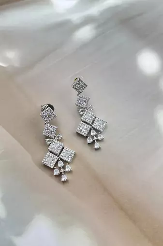 Cz crystal diamond earrings indian earrings indian jewelry american diamond earrings