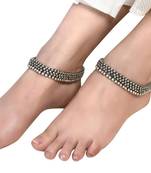 Indian oxidized boho silver anklet paayal for women german silver tribal handmade beautiful bollywood paayal