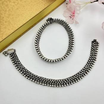 Indian oxidized boho silver anklet paayal for women german silver tribal handmade beautiful bollywood paayal 2
