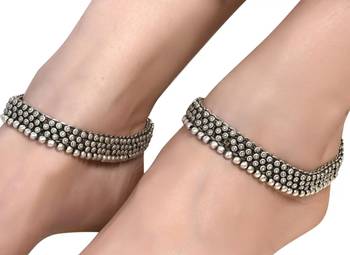 Indian oxidized boho silver anklet paayal for women german silver tribal handmade beautiful bollywood paayal 3