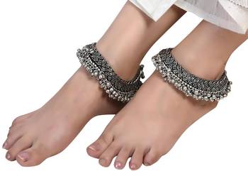 Oxidized silver ghungroo anklets paayal payzeb handmade indian ethnic anklet for women traditional jhoomer 1