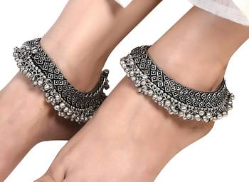 Oxidized silver ghungroo anklets paayal payzeb handmade indian ethnic anklet for women traditional jhoomer 2