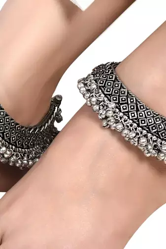 Oxidized silver ghungroo anklets paayal payzeb handmade indian ethnic anklet for women traditional jhoomer