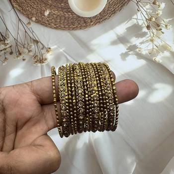 Partywear gold plated stone bangle set indian bangle set wedding jewelry, bridal bangle set, bridesmaid hand bracelet 3