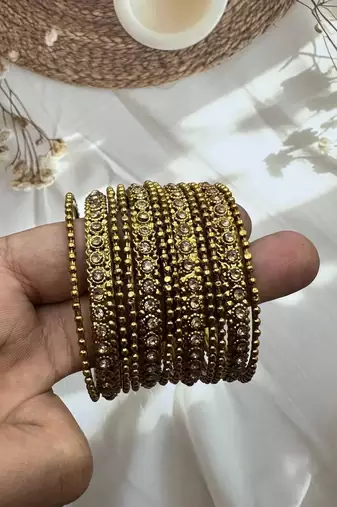 Partywear gold plated stone bangle set indian bangle set wedding jewelry, bridal bangle set, bridesmaid hand bracelet