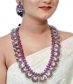 Ruby red necklace set indian oxidised long stone necklace set indian jewelry wedding partywear handmade jewelry