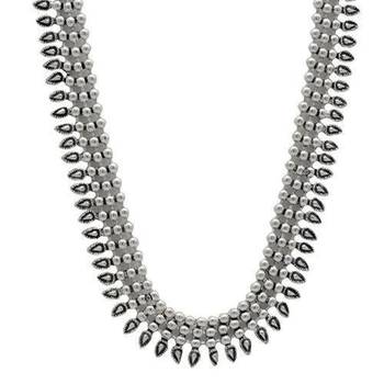 Silver oxidized long necklace set,silver look alike long necklace, necklace jewelry, indian sla necklace 5