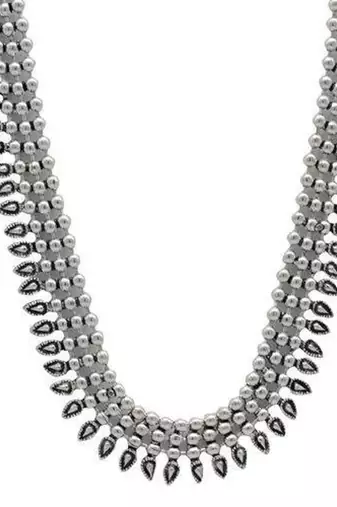 Silver oxidized long necklace set,silver look alike long necklace, necklace jewelry, indian sla necklace