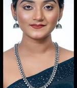 Oxidized necklace, indian oxidised silver look alike long necklace,necklace with floral designs