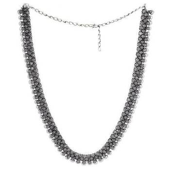 Oxidized necklace, indian oxidised silver look alike long necklace,necklace with floral designs 4