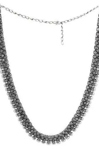 Oxidized necklace, indian oxidised silver look alike long necklace,necklace with floral designs