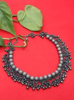 Ghungaroo choker in black polish choker necklace, chic jewellery 4