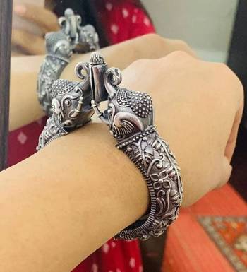Elephant kada bracelet, silver look alike bangle oxidised bracelet, sla kada, antique bracelet, indian oxidised 4