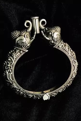 Elephant kada bracelet, silver look alike bangle oxidised bracelet, sla kada, antique bracelet, indian oxidised