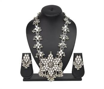 Afghani kada and necklace set combo, oxidised tribal mirror ghungroo jewelry 5