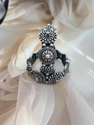 Silver antique ghunghroo kada hand bangles set of 7 silver plated kada bracelet silver look openable kada 5