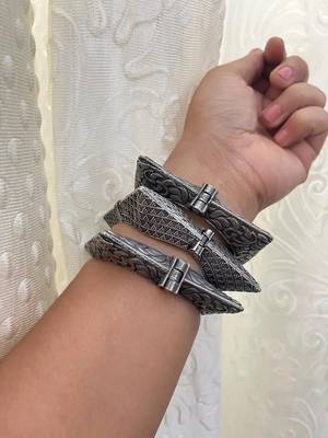 Indian square kada openable bangle set silver plated hand kada bracelet antique silver look kada broad bracelet 1