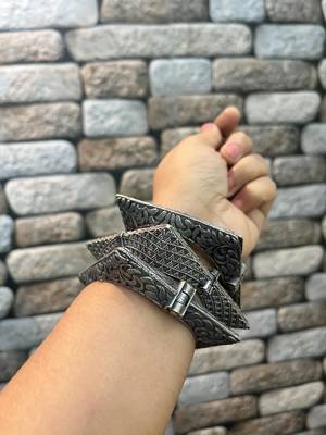 Indian square kada openable bangle set silver plated hand kada bracelet antique silver look kada broad bracelet 2