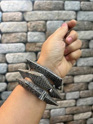 Indian square kada openable bangle set silver plated hand kada bracelet antique silver look kada broad bracelet 3