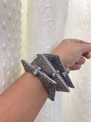 Indian square kada openable bangle set silver plated hand kada bracelet antique silver look kada broad bracelet 4