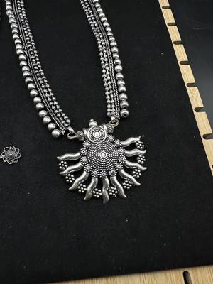 Silver choker necklace oxidised jewelry set of 7 long necklace set, ethnic jewelry, temple jewelry 2