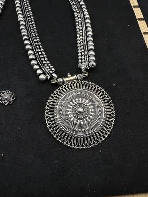 Silver choker necklace oxidised jewelry set of 7 long necklace set, ethnic jewelry, temple jewelry 2