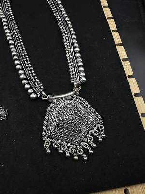 Silver choker necklace oxidised jewelry set of 7 long necklace set, ethnic jewelry, temple jewelry 2