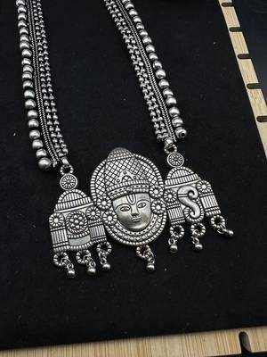 Indian silver jewelry set of long necklace set, ethnic jewelry, temple jewelry, indian jewelry necklace set 2