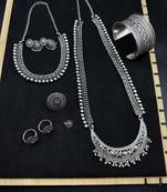 Indian silver jewelry set of long necklace set, ethnic jewelry, temple jewelry, indian jewelry necklace set