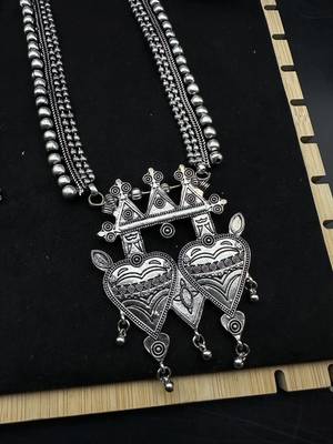 Indian silver jewelry set of long necklace set, ethnic jewelry, temple jewelry, indian jewelry necklace set 2