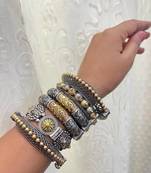 Silver gold indian bangle kada set of 6 openable bracelet hand kada dual tone jewelry