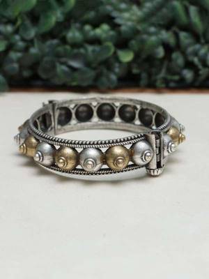 Silver gold indian bangle kada set of 6 openable bracelet hand kada dual tone jewelry 2