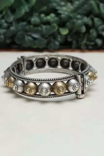 Silver gold indian bangle kada set of 6 openable bracelet hand kada dual tone jewelry
