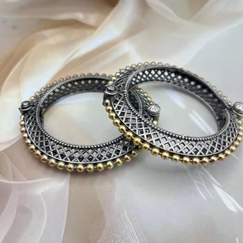 Silver gold indian bangle kada set of 6 openable bracelet hand kada dual tone jewelry 3