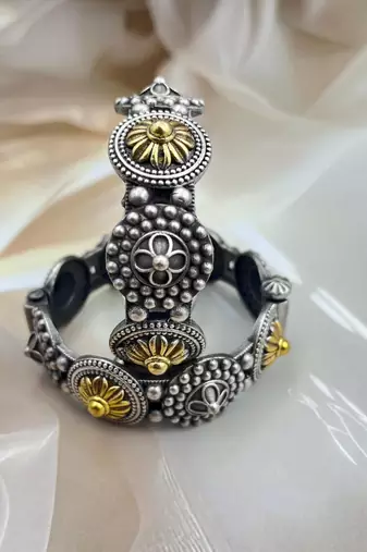 Silver gold indian bangle kada set of 6 openable bracelet hand kada dual tone jewelry