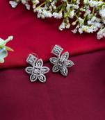 Classy flower stud earring cz diamond earrings white ad indian earrings indian jewelry american diamond earrings