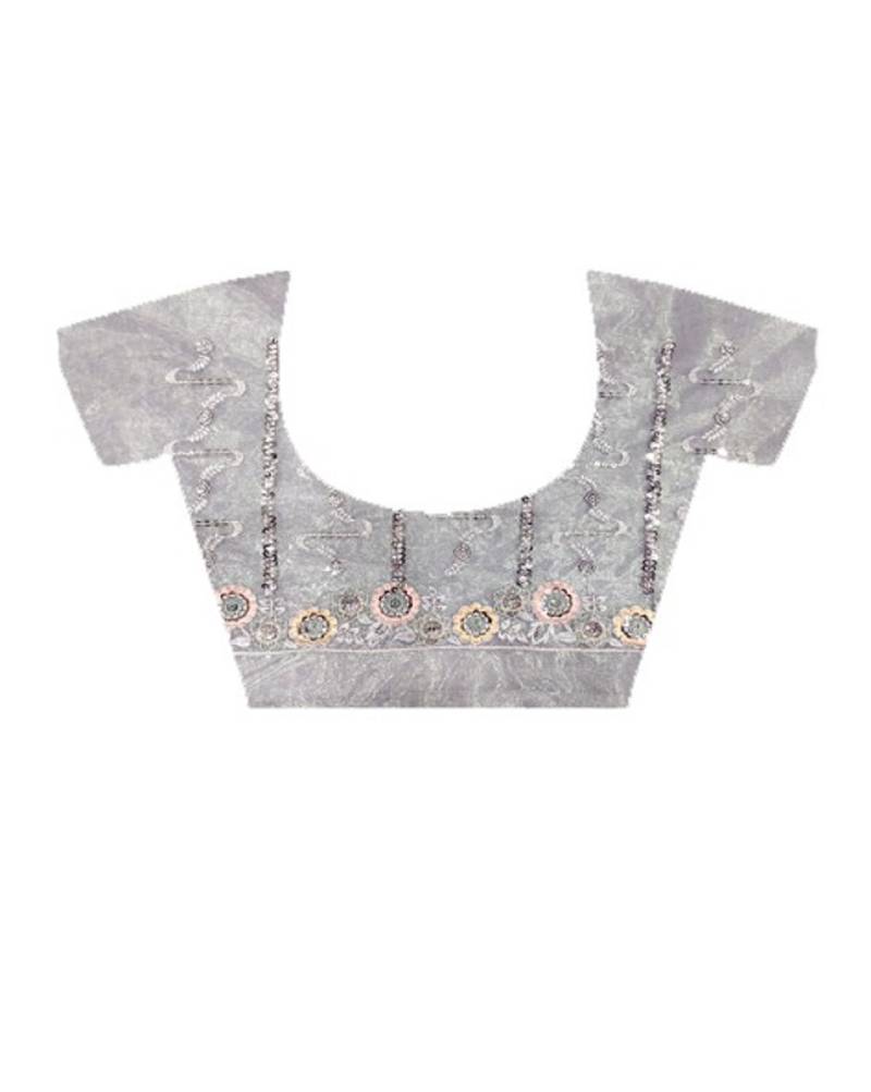 Lavender Colour Designer Twill Net Embroidery Work Saree