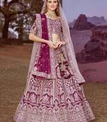 Purple Pure silk Moti  Sequins embroidery Semi-Stitched Bridel Lehenga choli & Dupatta