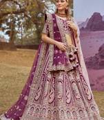 Purple Pure silk Moti  Coding embroidery Semi-Stitched Bridel Lehenga choli & Dupatta