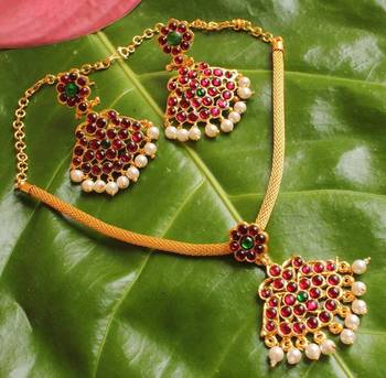 Gorgeous Traditional Temple Jewel Necklace Set  1