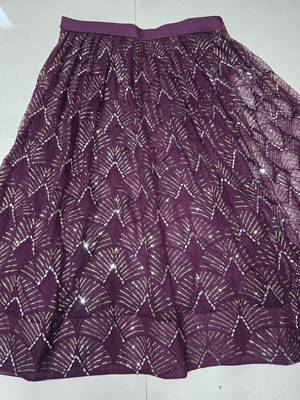 Dark Purple Heavy Embroidery Net Semi Stitch A Line Lehenga With Blouse 2
