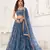 Dark Blue Heavy Embroidery Net Semi Stitch A Line Lehenga With Blouse